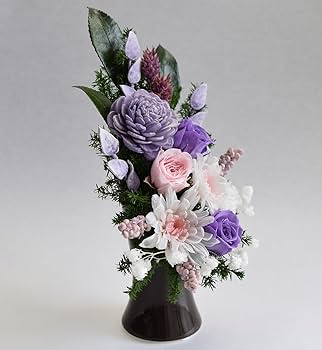 Amazon｜仏花 プリザーブドフラワー 花器付 菊 バラ お供え 仏壇